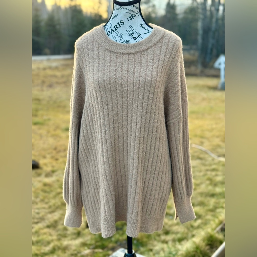 Aerie Cozy Tan Ribbed Sweater